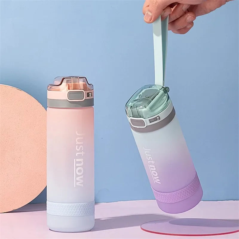600ml Water Bottles Fashion Water Bottle with Straw BPA Free Portable Outdoor Sport Cute Drinking Plastic Bottles Eco-Friendly-2